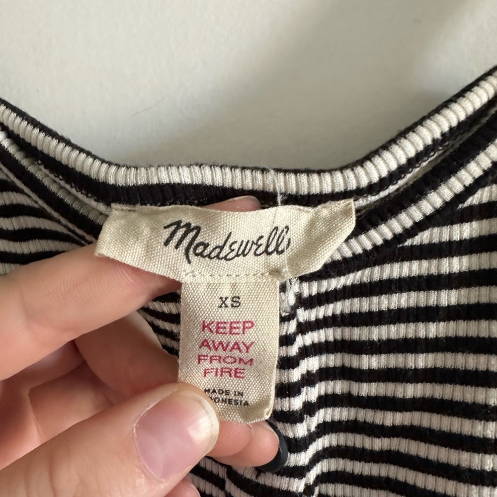 Madewell Black/White Striped Ribbed Pajama Tank Top size XS EUC - Picture 8 of 10